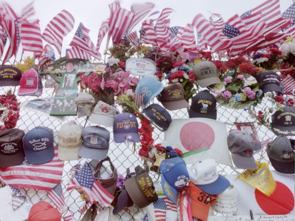 Hats on Temporary Memorial
